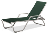 Gardenella Sling 4-Position Chaise, Textured White, Forest Green