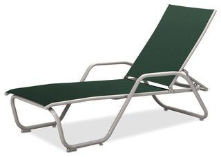 Gardenella Sling 4-Position Chaise, Textured White, Forest Green
