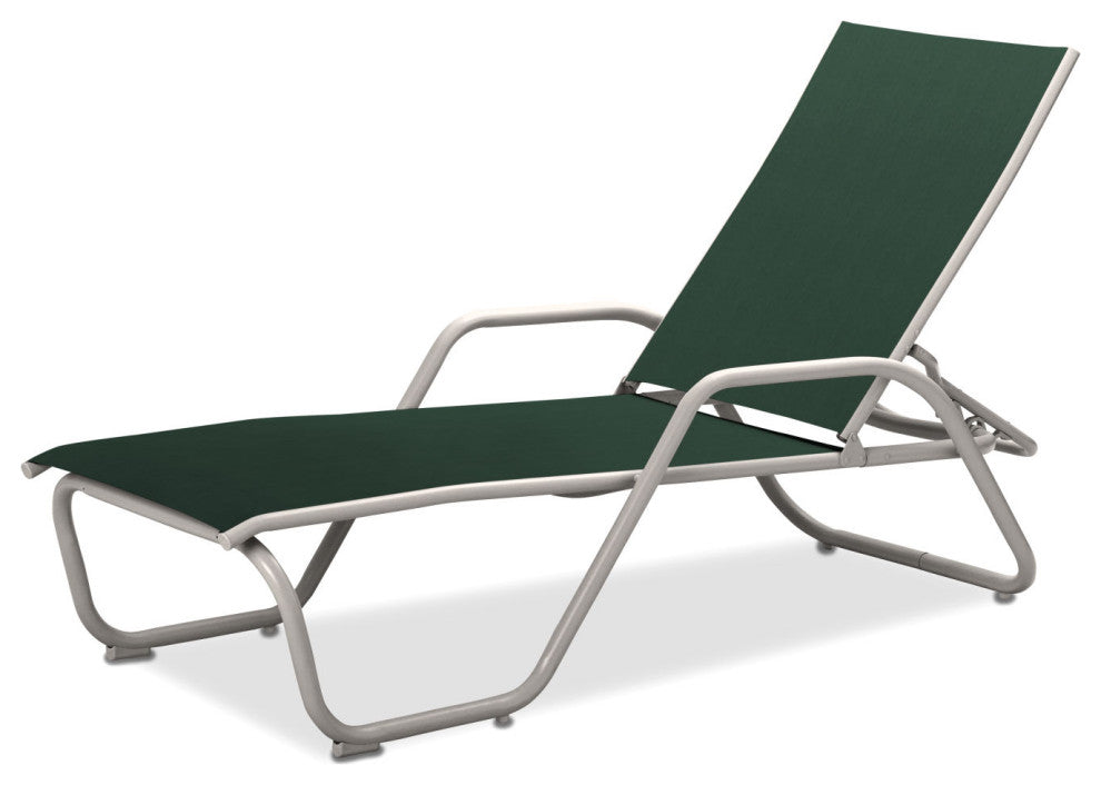Gardenella Sling 4-Position Chaise, Textured White, Forest Green