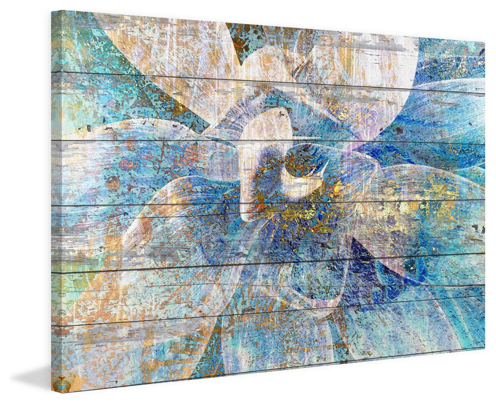 "Gold Blue Succulent" Painting Print on Canvas by Irena Orlov