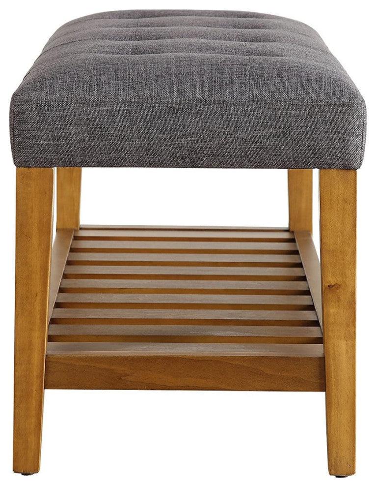 Fabric Bench, Gray and Oak