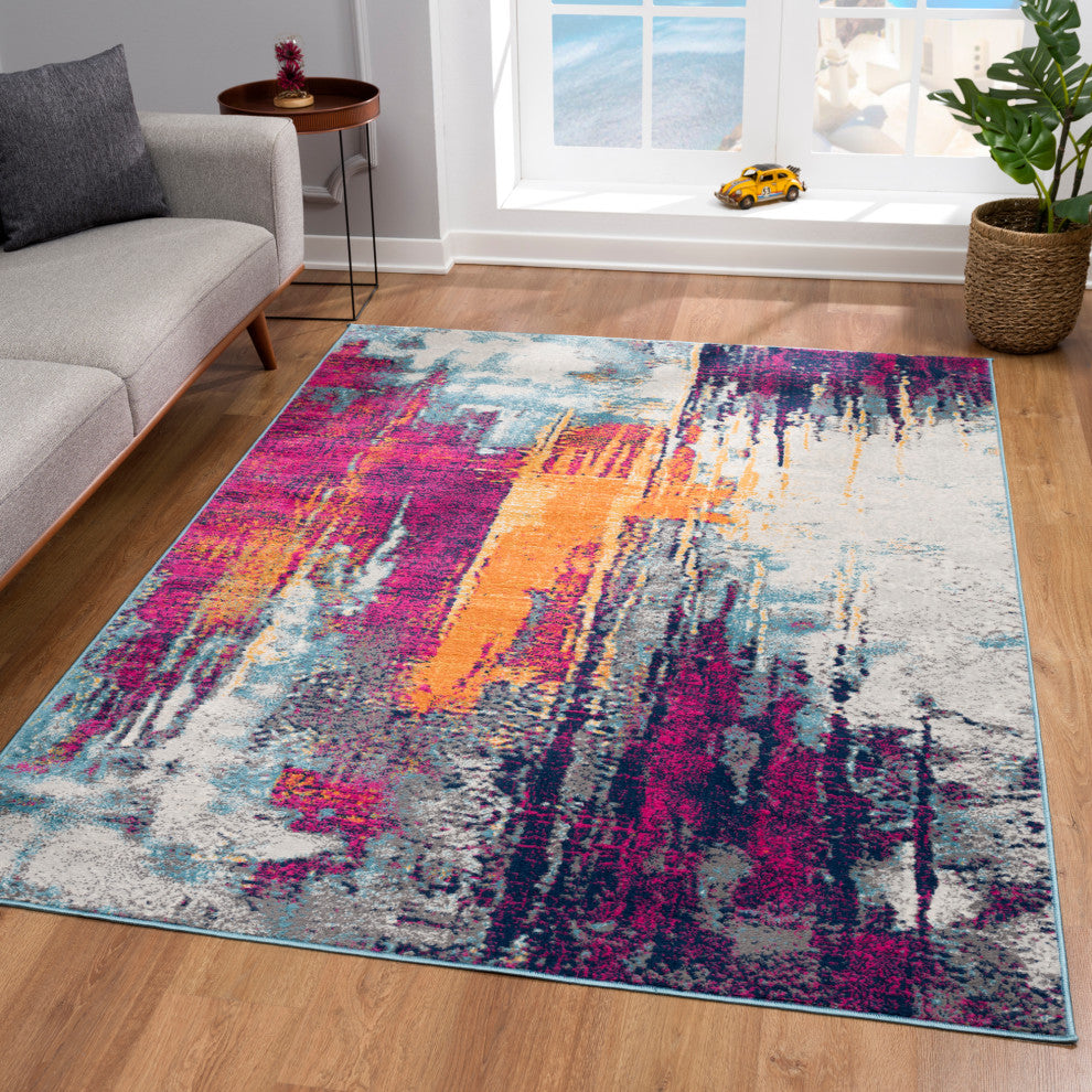 Rug Branch Mid-Century Modern Purple Orange Indoor Area Rug - 8''x10''