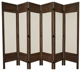 5 1/2' Tall Solid Frame Fabric Room Divider, Burnt Brown, 6 Panel