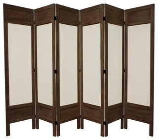 5 1/2' Tall Solid Frame Fabric Room Divider, Burnt Brown, 6 Panel