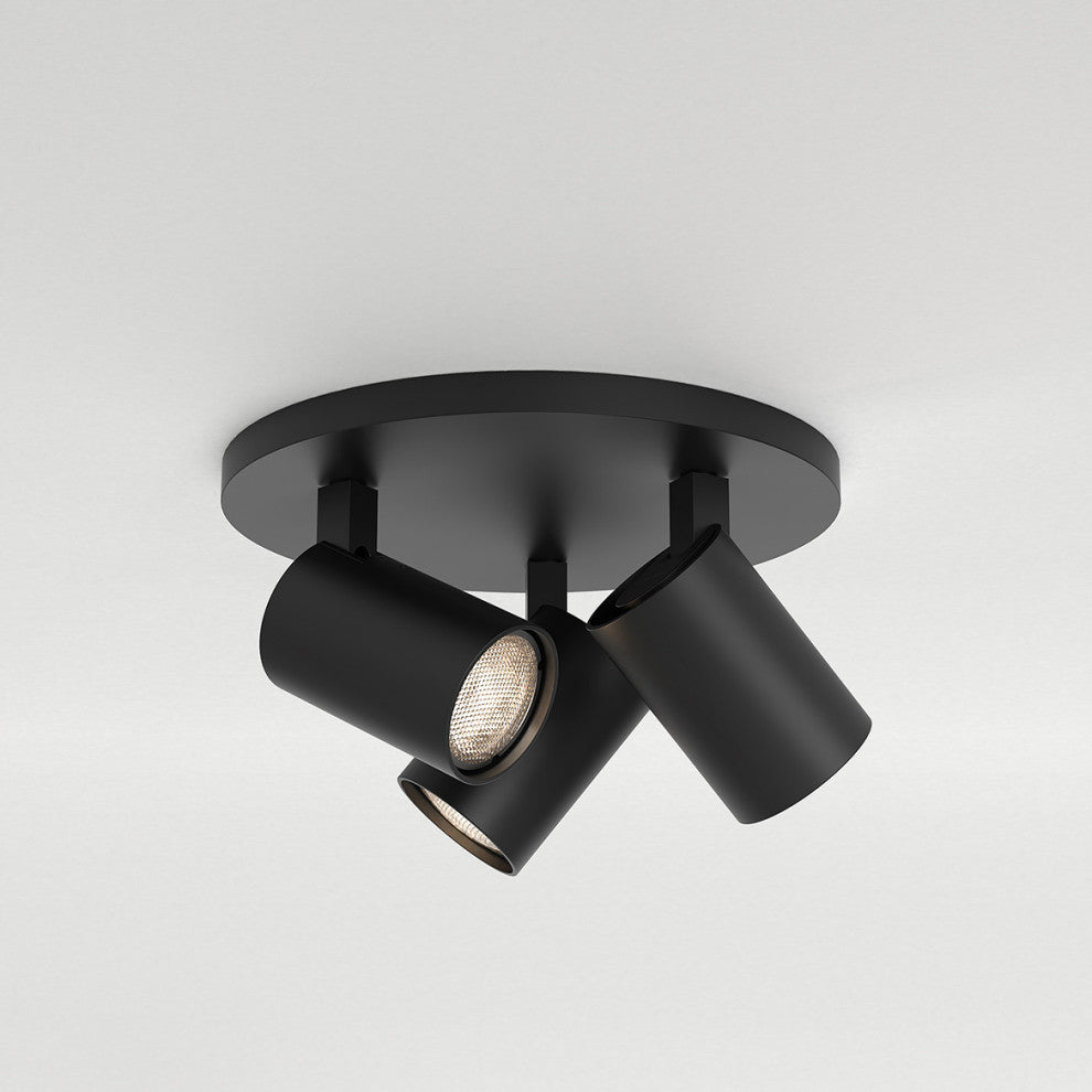 Astro Ascoli Triple Round, Dimmable Indoor Spotlight (Matt Black)