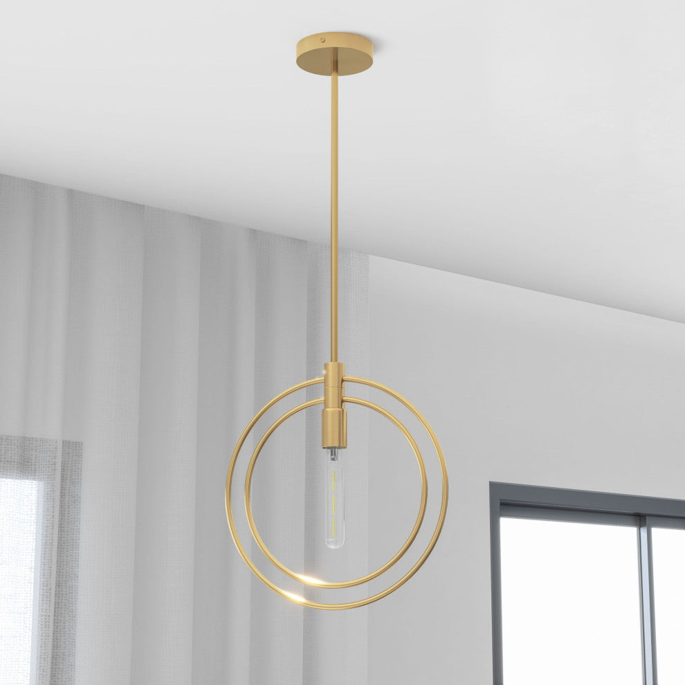 Nyla Single Light Brass Circular Pendant