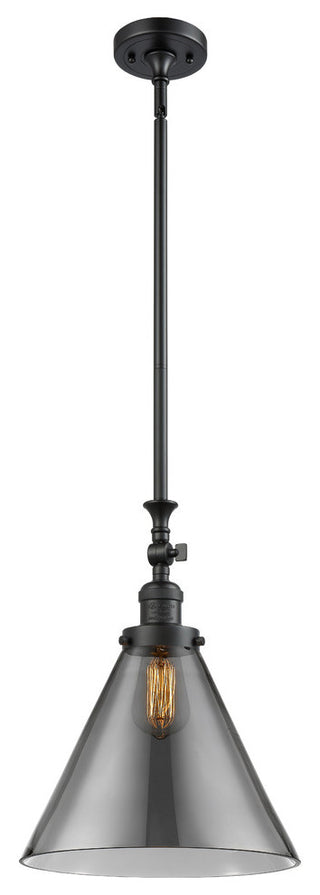 X-Large Cone 1-Light Mini Pendant, Matte Black, Plated Smoke