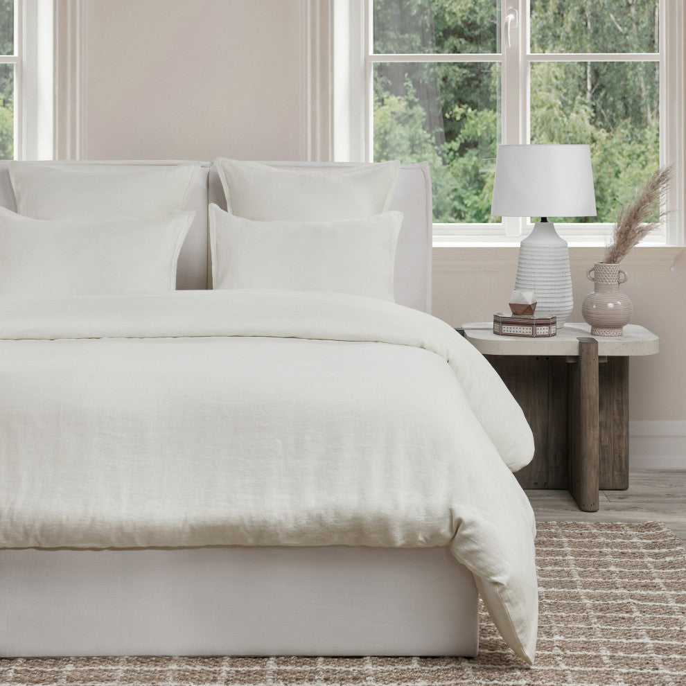 Talia Cotton Linen Blend Duvet, Natural, Queen