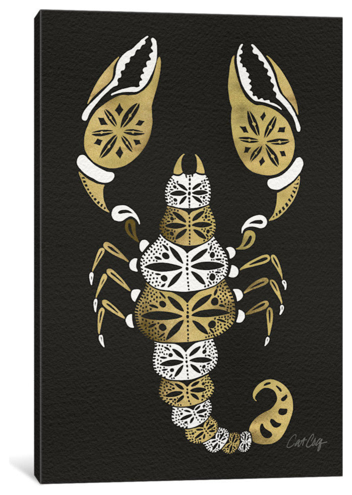 "Black Gold Scorpion Artprint" by Cat Coquillette, 40x26x1.5