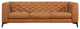 Flore Mid Century Modern Chesterfield Genuine Leather Sofa in Cognac Tan