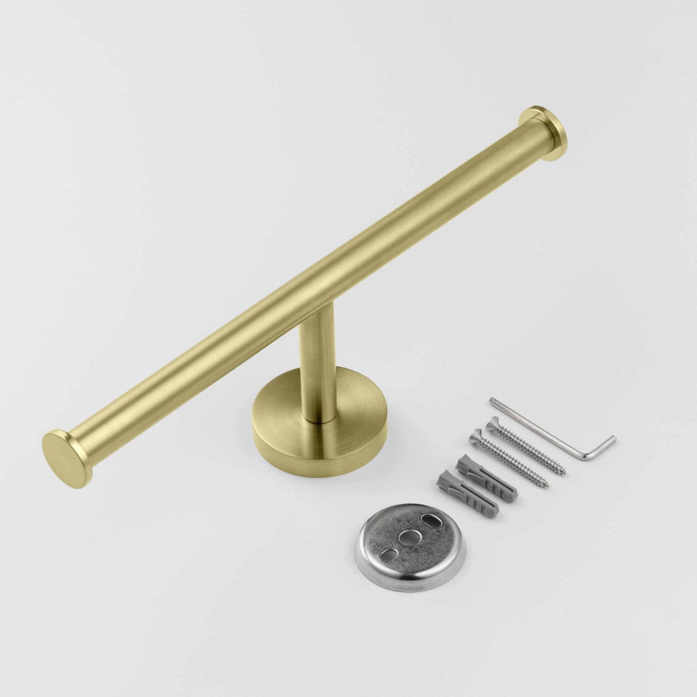 Circular Double Toilet Paper Holder, Brushed Gold