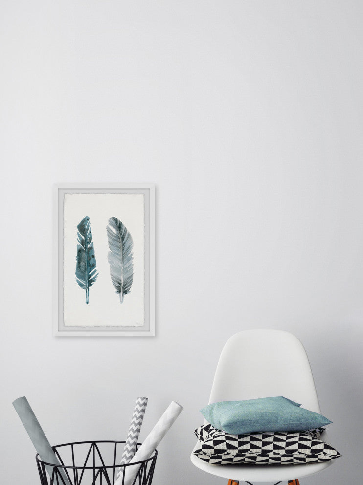 "Metallic Feathers" Framed Painting Print, 12"x18"