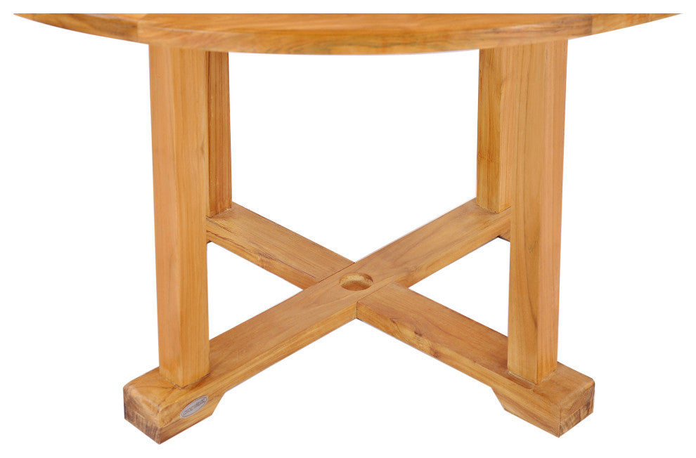 Teak Wood Hatteras Small Round Outdoor Patio Dining Table, 39"