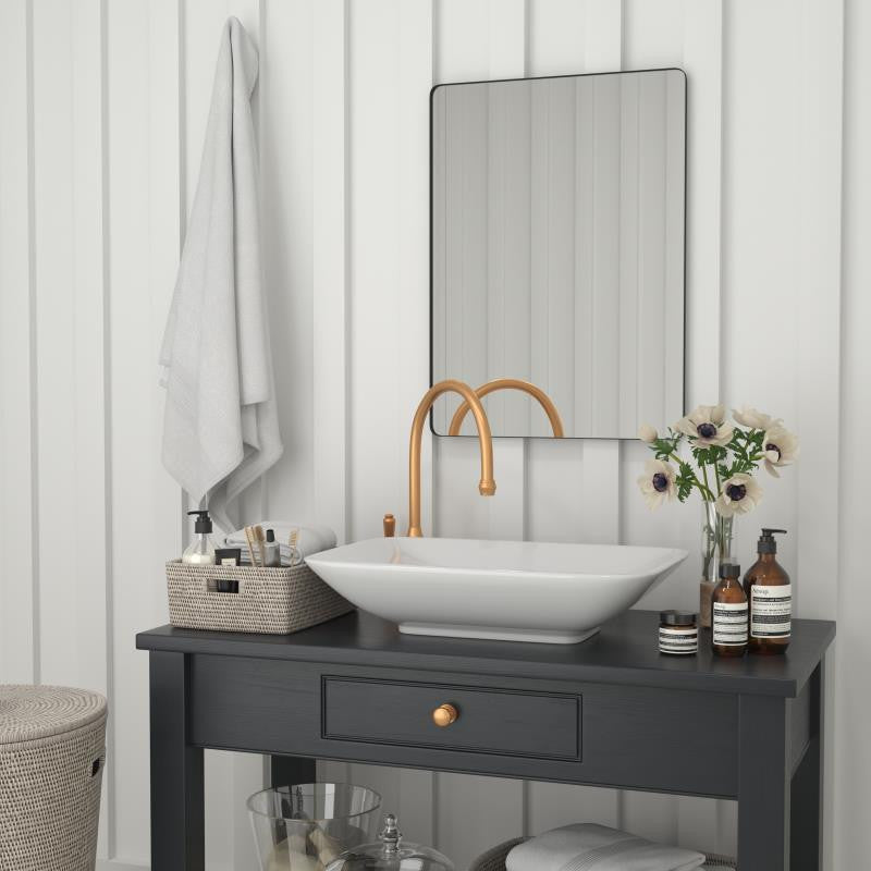 Susan Wall Mirror Hangs Horizontally or Vertically, Black, 22" X 30"