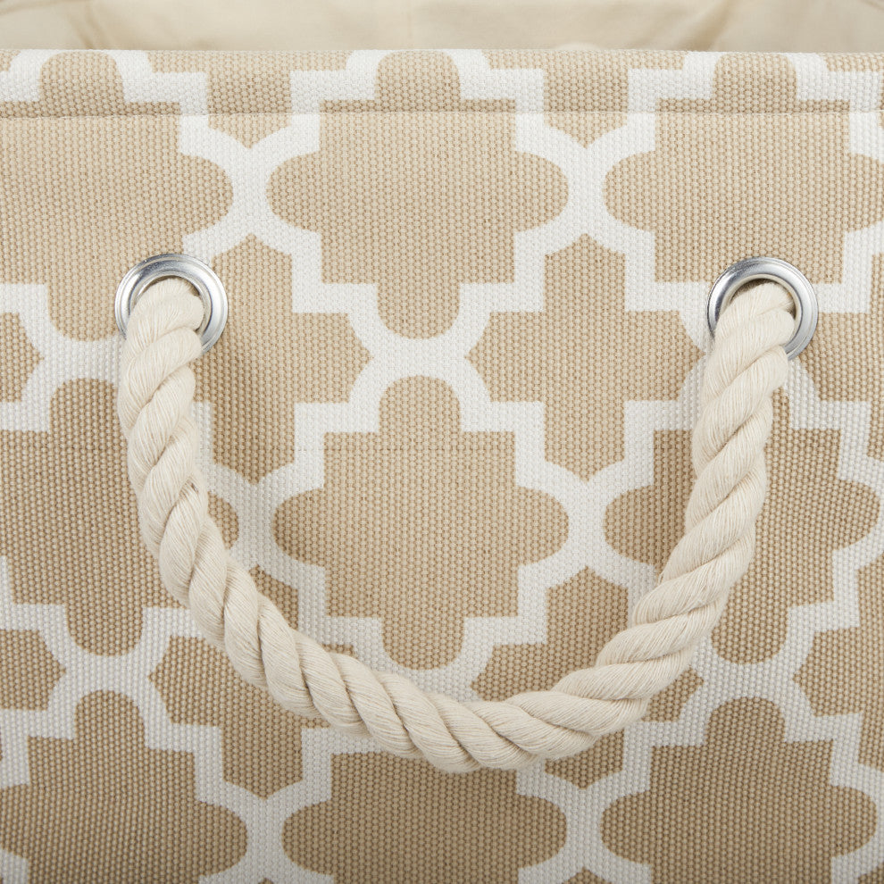 DII Polyester Bin Lattice Vintage Linen Rectangle Small