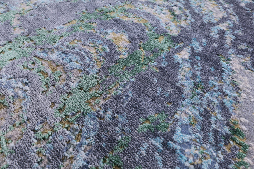 Hand-Knotted Abstract Wool & Silk Rug 7' 11" X 10' 2" - Q13075