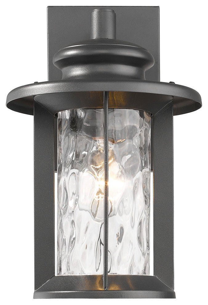 OWEN Transitional 1 Light Textured Black Outdoor Wall Sconce 12inches Tall