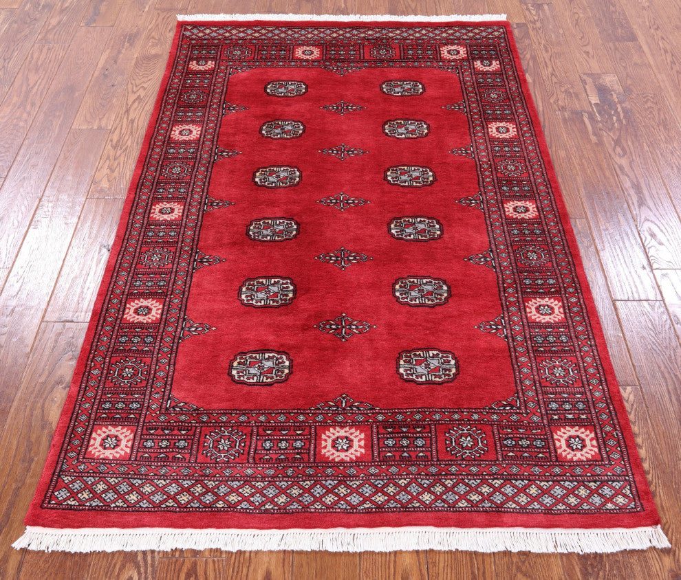4' 1" X 6' 2" Silky Bokhara Handmade Wool Rug - Q13795