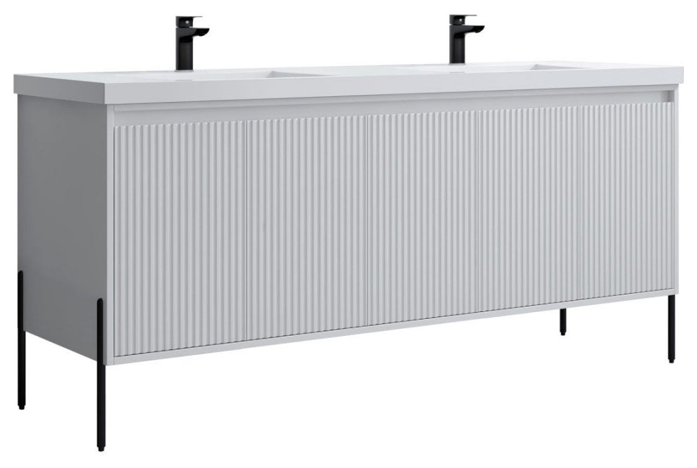 Flutie 72" Bathroom Vanity Kit, White With White Sink