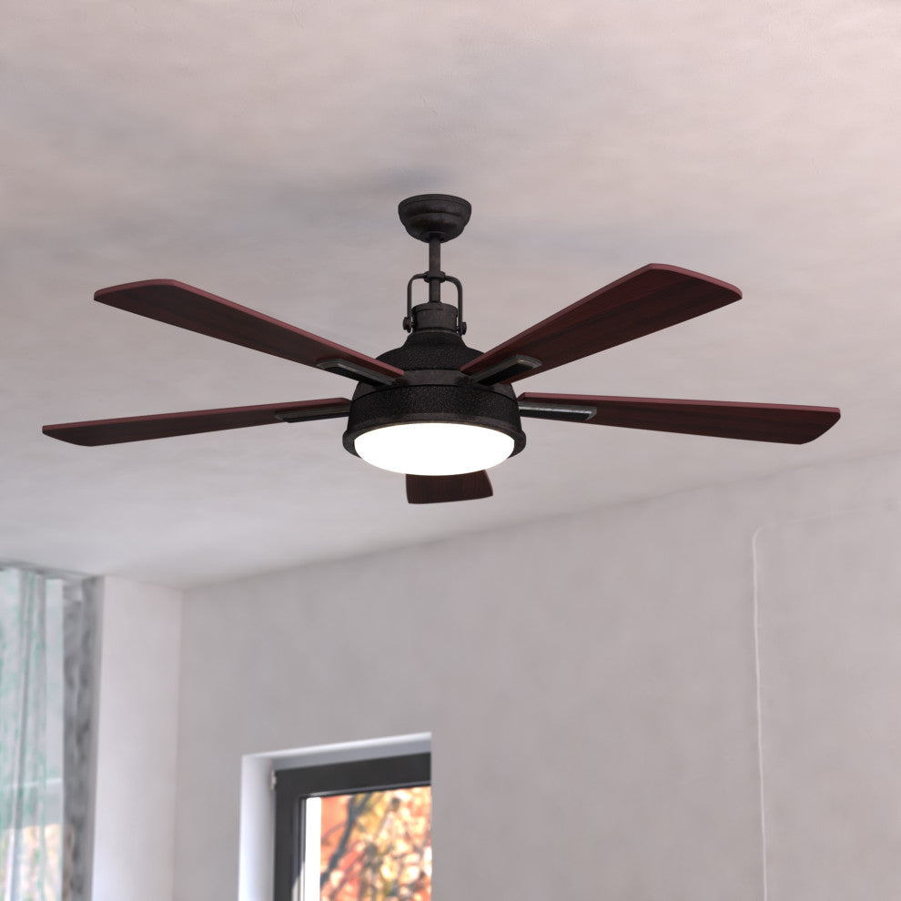 Walton LED 52" Ceiling Fan, Gold Stone