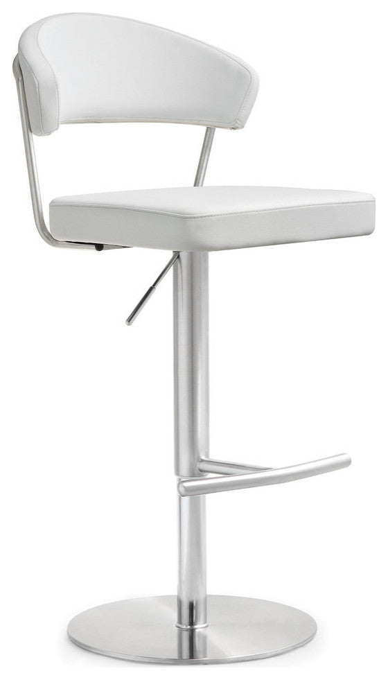 TOV Furniture Cosmo White Stainless Steel Barstool