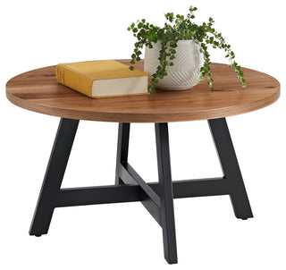 3-Piece Coffee Table Set Industrial Modern Round Coffee Table and 2 Side Tables
