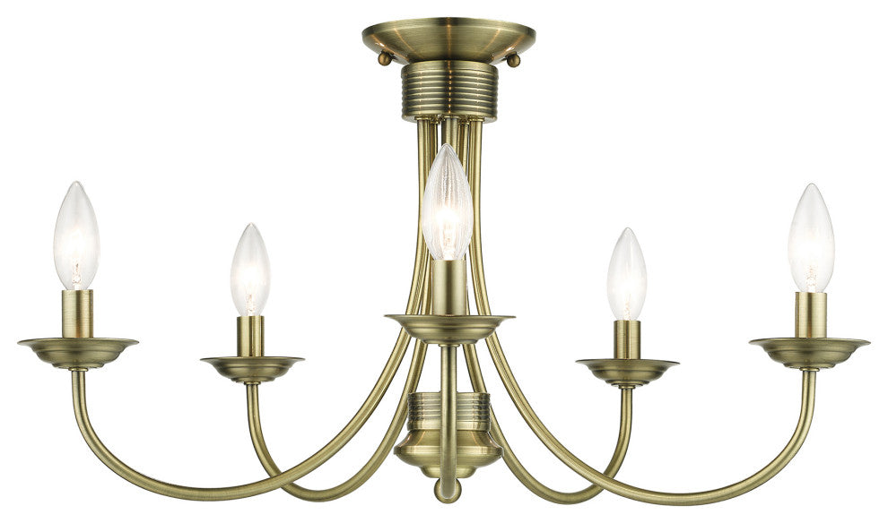 Livex Lighting Estate 5-Light Antique Brass Large Semi-Flush