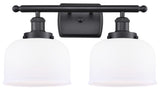 Large Bell 2-Light Bath Vanity-Light, Matte Black, Matte White