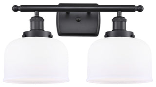 Large Bell 2-Light Bath Vanity-Light, Matte Black, Matte White