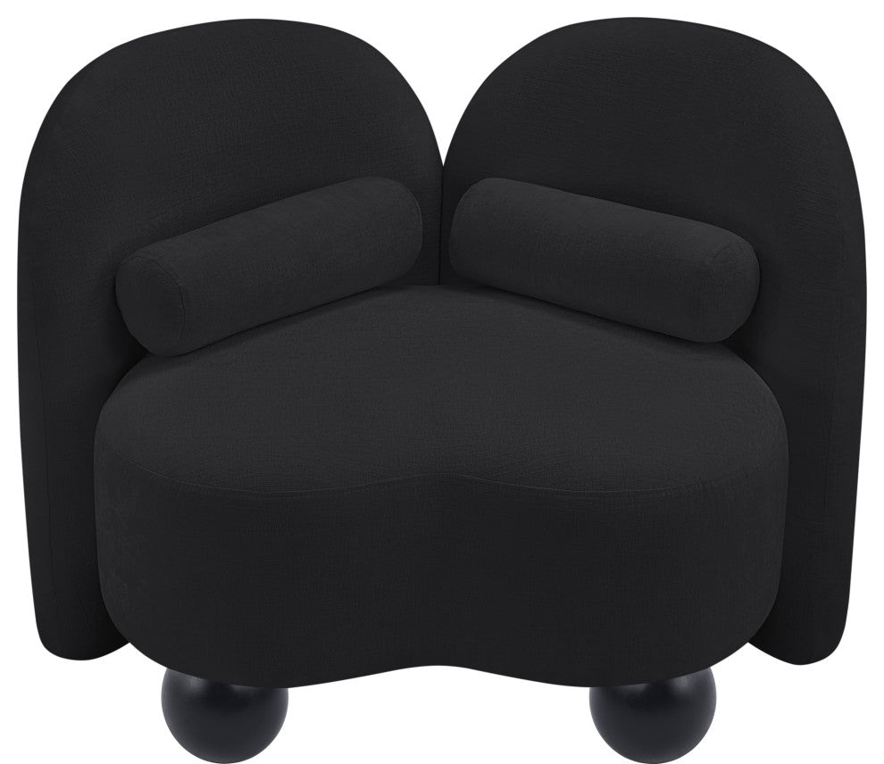 Daphne Upholstered Chair/Loveseat/Sofa, Black, Chenille Fabric, Chair