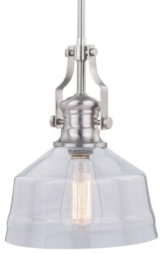 Beloit Farmhouse Pendant Ceiling Light Clear Glass, Satin Nickel, 9"wx17"hx9"d