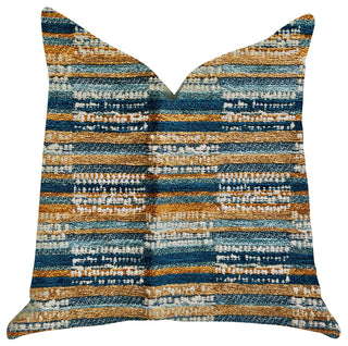 Timber Blue and Beige Textured Luxury Throw Pillow, 12"x25"