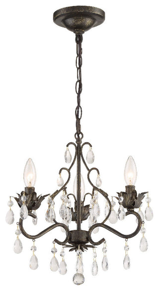 Paris Market 3 Light Mini Chandelier in English Bronze with Clear Hand Cut