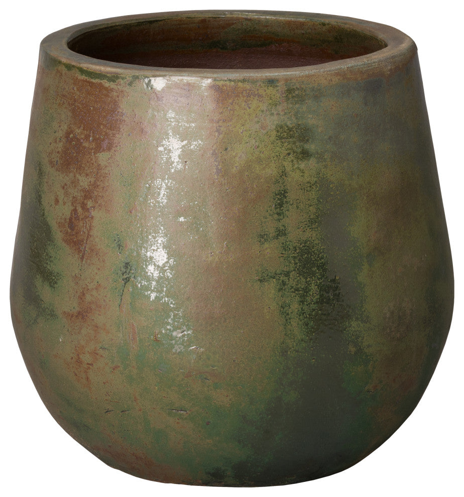 Large Green Wash Round Planter