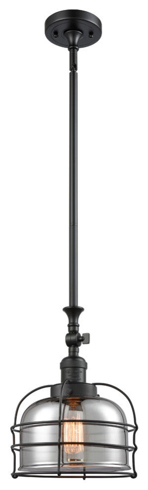 Large Bell Cage 1-Light Mini Pendant, Matte Black, Plated Smoke