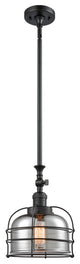 Large Bell Cage 1-Light Mini Pendant, Matte Black, Plated Smoke