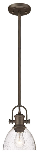 Hines Mini Pendant, Rubbed Bronze, Seeded Glass