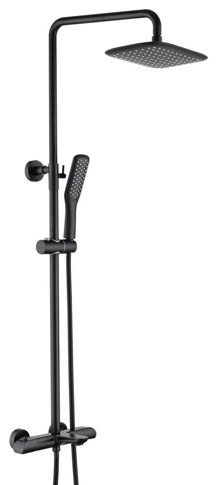 4 spray modes thermostatic wall-mounted shower faucet and bathtub faucet, Matte Black