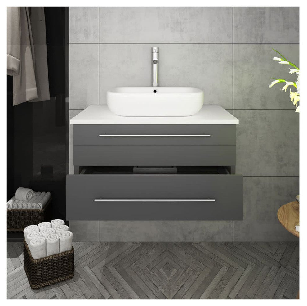 Fresca FCB6130-VSL-V Lucera 30" Wall Mounted Single Basin Vanity - Royal Blue