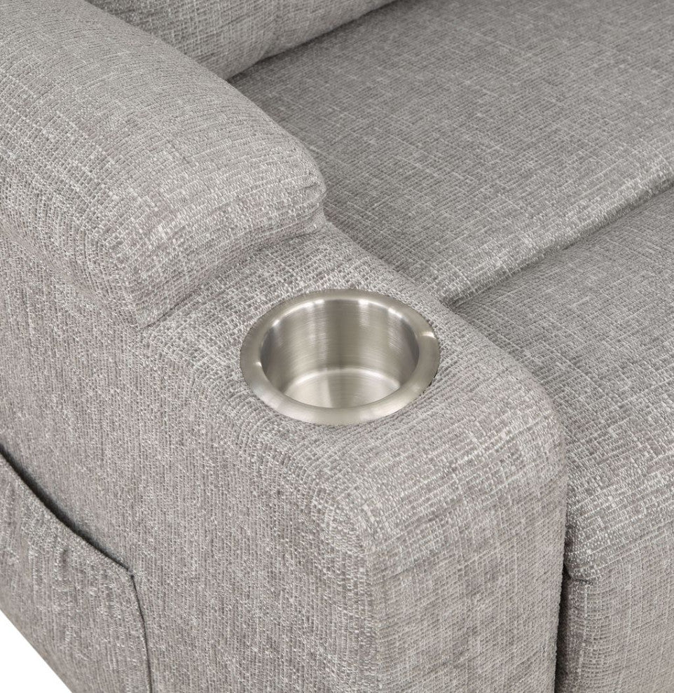 ACME Evander Recliner With Power Lift, Light Gray Chenille