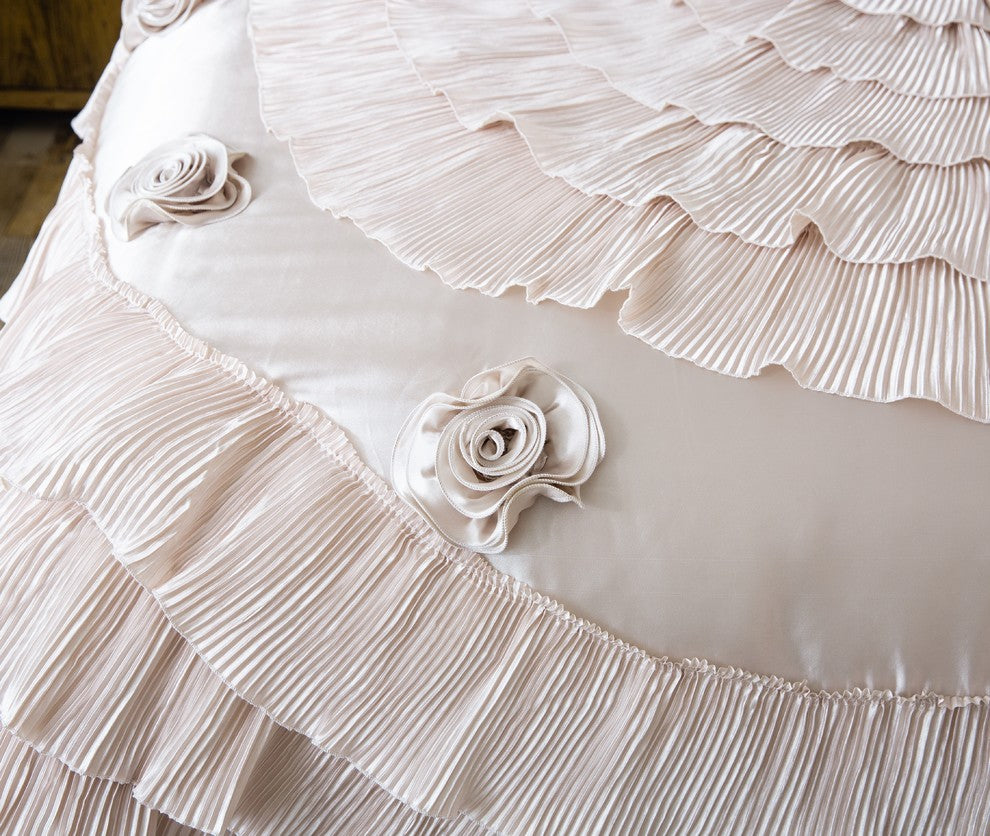 6-Piece Frosted Fields Faux Satin Luxury Comforter Set, Queen