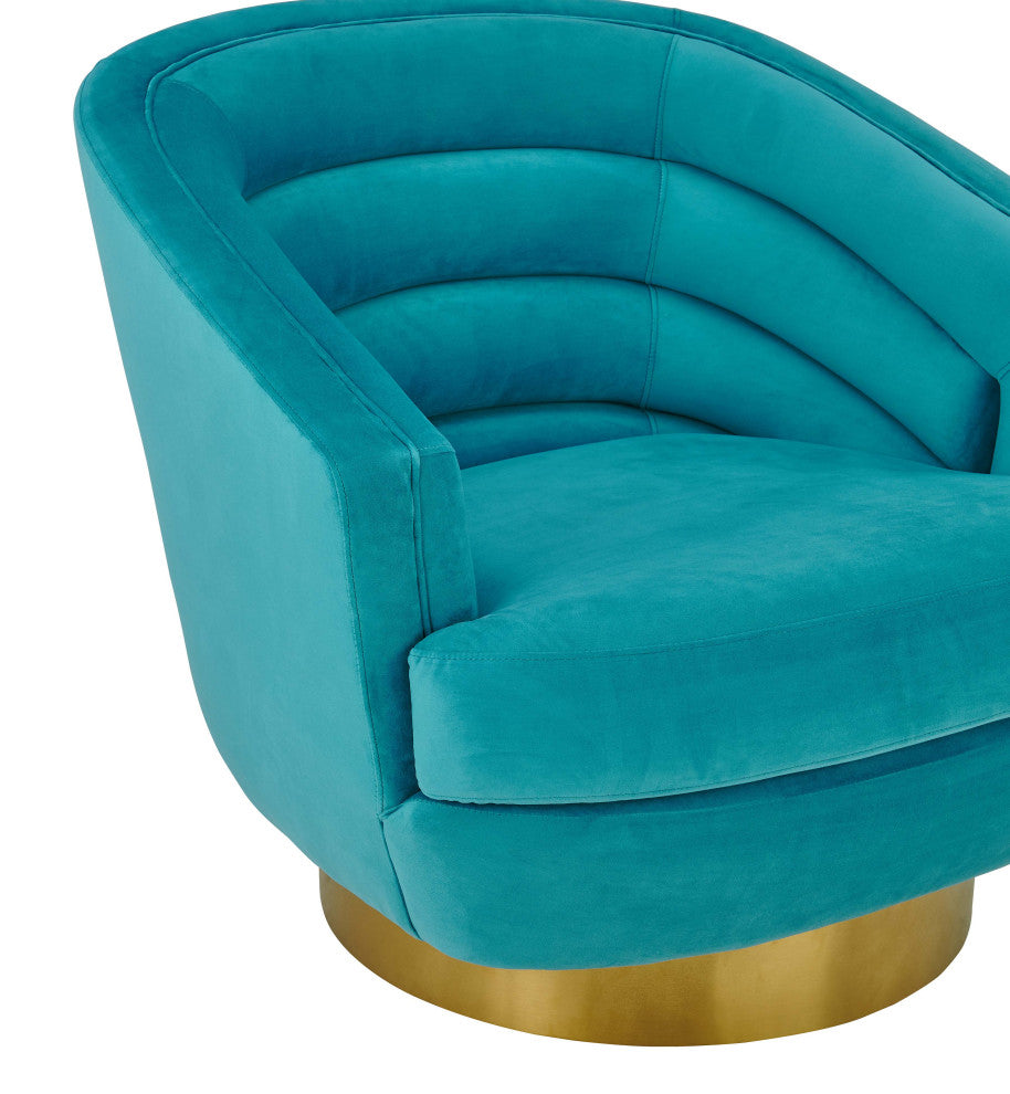 Canyon Blue Velvet Swivel Chair - Blue