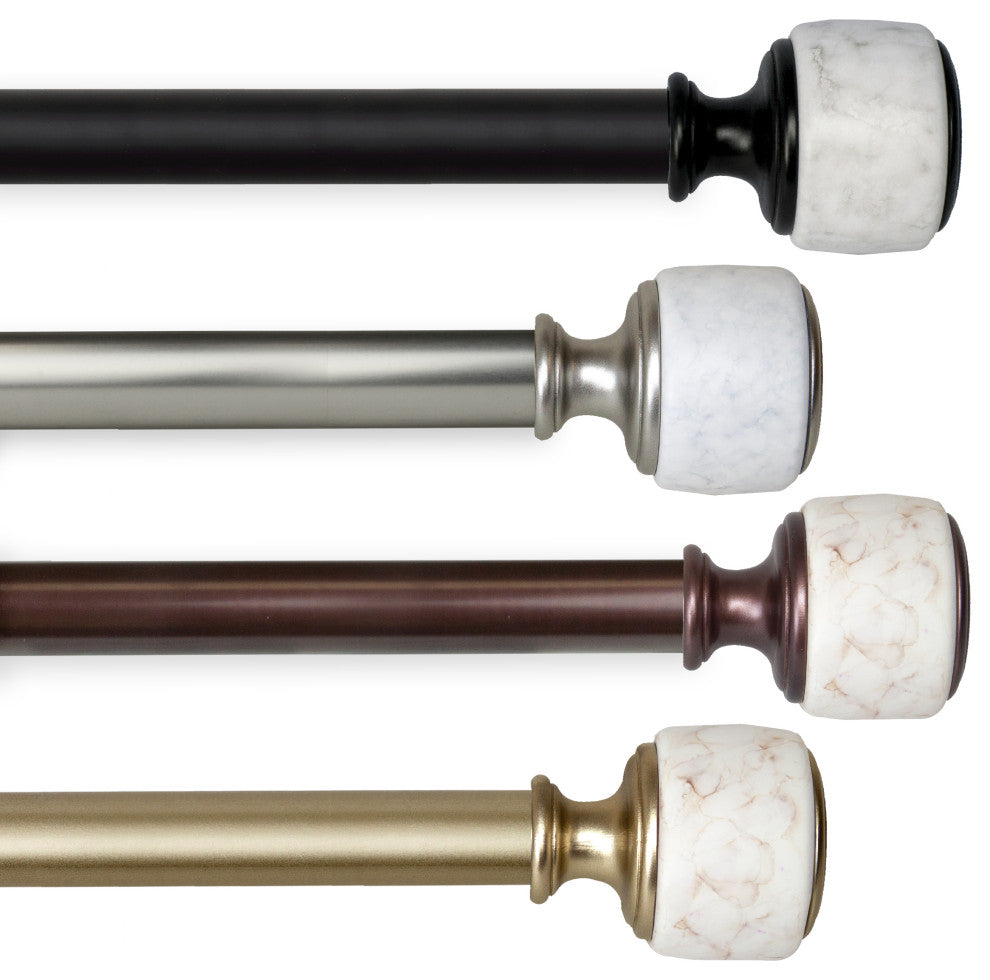 Adalynn 1" Diameter Curtain Rod, Black, 120-170"