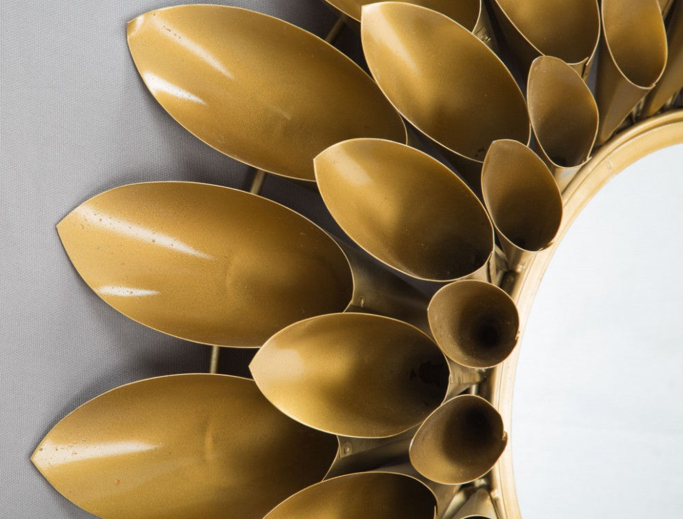 Gold Sunflower Round Mirror