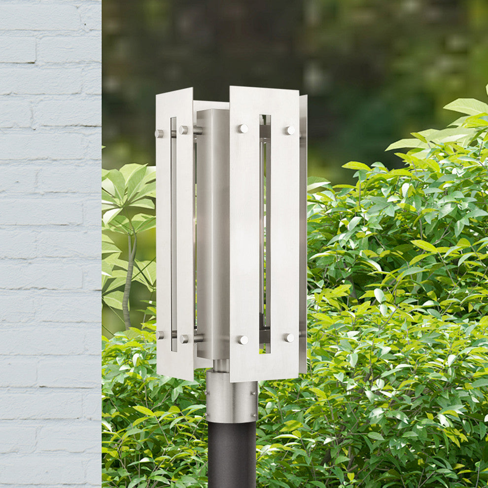Livex Lighting Utrecht 1 Light Brushed Nickel Large Outdoor Post Top Lantern