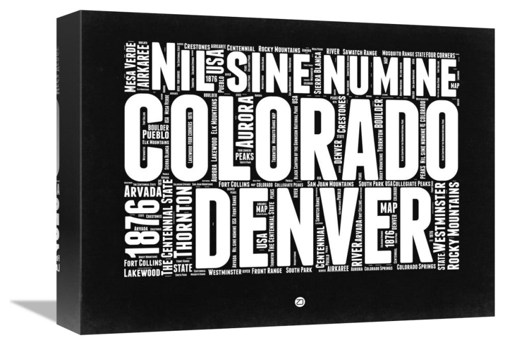 "Colorado Black and White Map" Fine Art Print