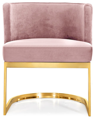Gianna Velvet Dining Chair, Pink, Gold Base