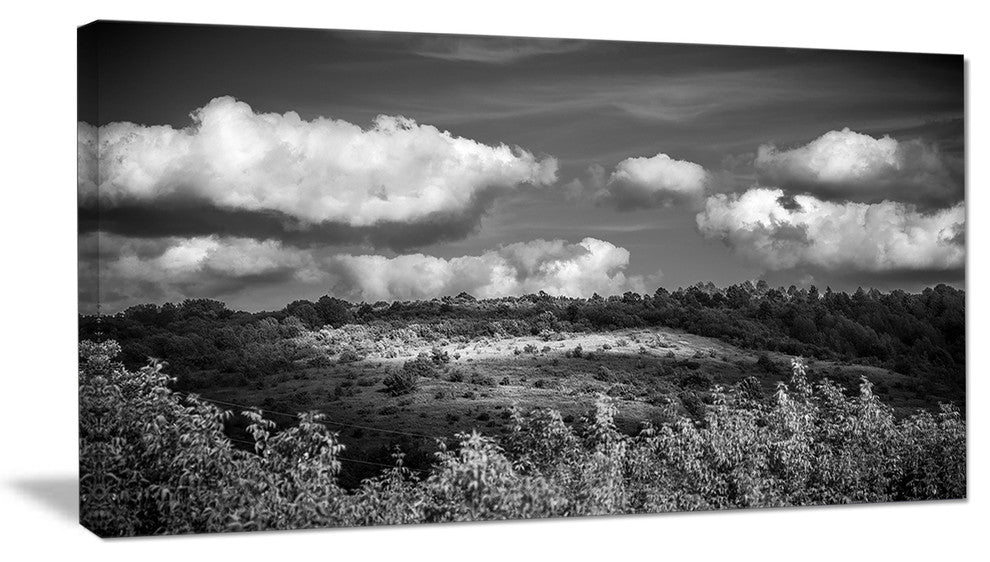 "Green Hills Under Cloudy Sky" Extra Large Wall Art Landscape, 40"x20"