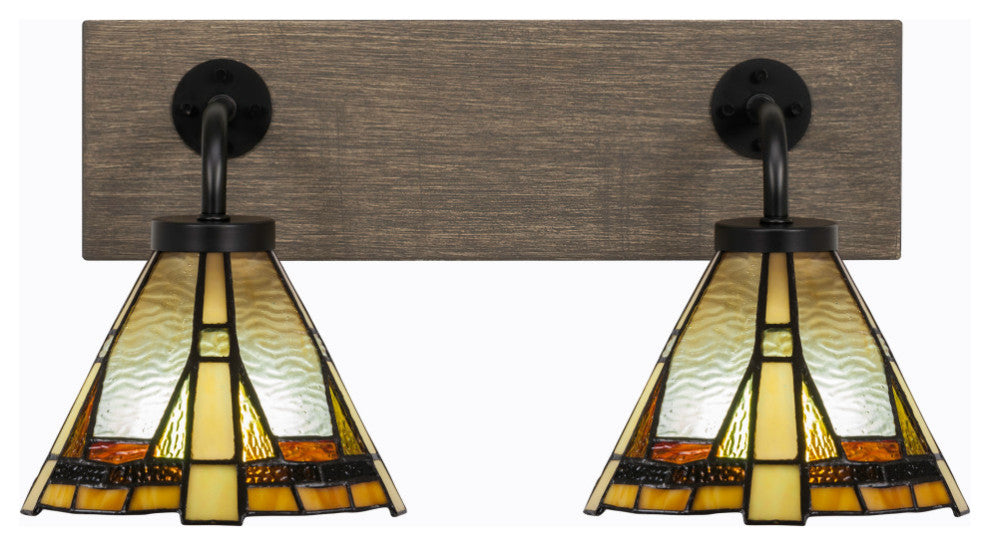 Oxbridge, Bath Bar, Matte Black & Painted Distressed Metal, 7" Zion Glass