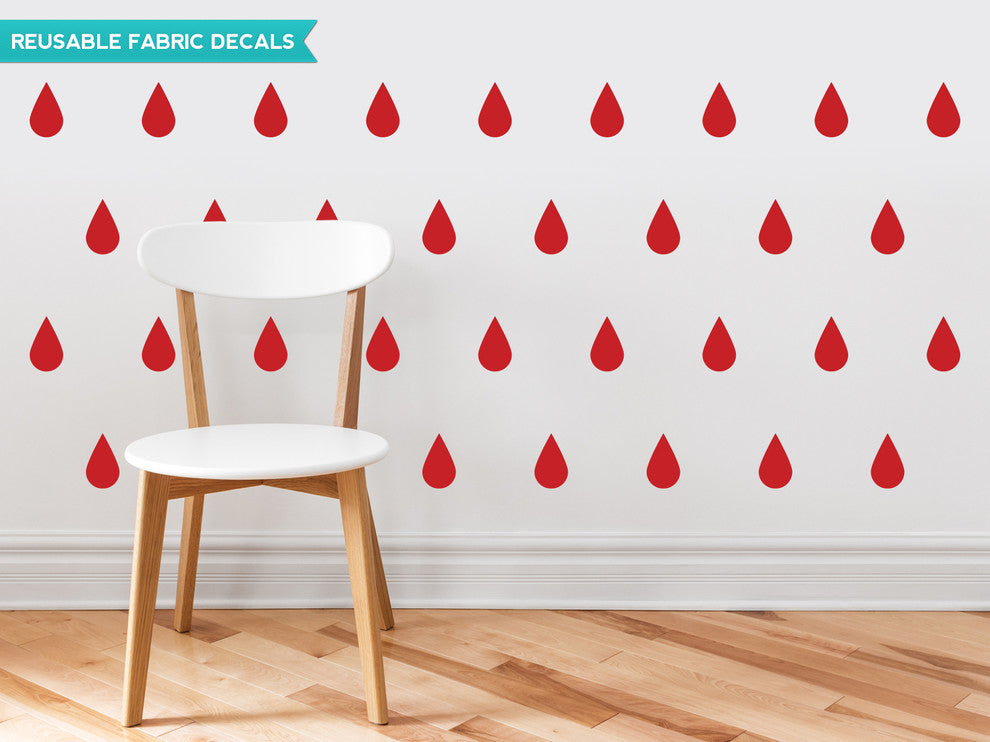 Raindrop Fabric Wall Decals, Set of 40, Red